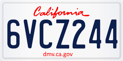 CA license plate 6VCZ244
