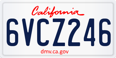 CA license plate 6VCZ246