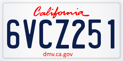 CA license plate 6VCZ251