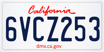 CA license plate 6VCZ253