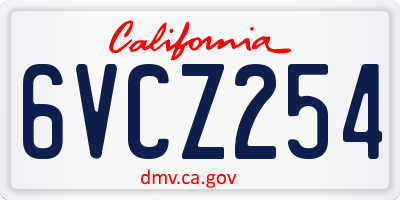 CA license plate 6VCZ254
