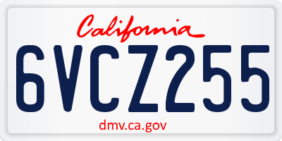 CA license plate 6VCZ255