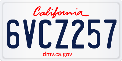 CA license plate 6VCZ257