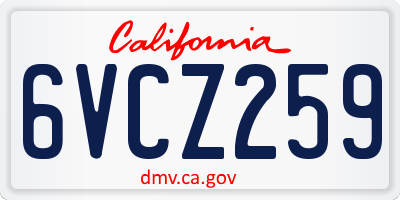 CA license plate 6VCZ259