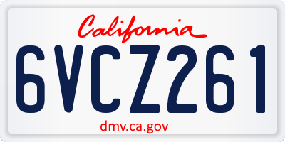 CA license plate 6VCZ261
