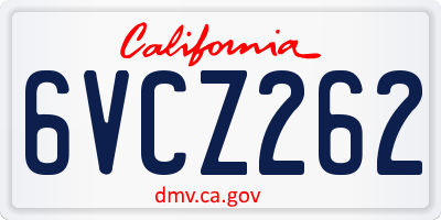 CA license plate 6VCZ262