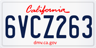 CA license plate 6VCZ263