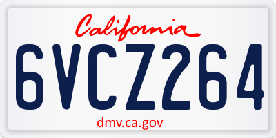 CA license plate 6VCZ264