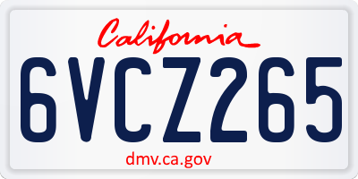 CA license plate 6VCZ265
