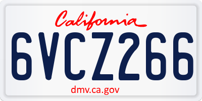 CA license plate 6VCZ266