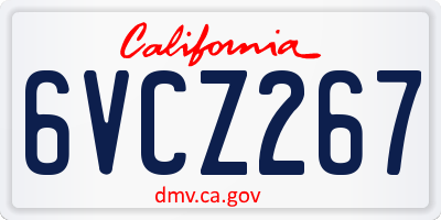 CA license plate 6VCZ267