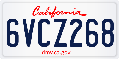 CA license plate 6VCZ268