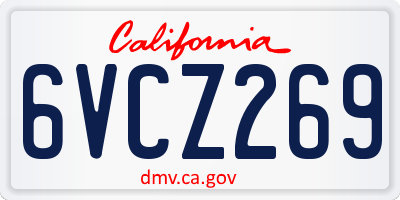 CA license plate 6VCZ269