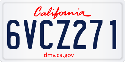 CA license plate 6VCZ271
