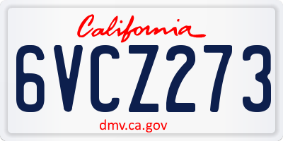 CA license plate 6VCZ273