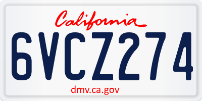 CA license plate 6VCZ274