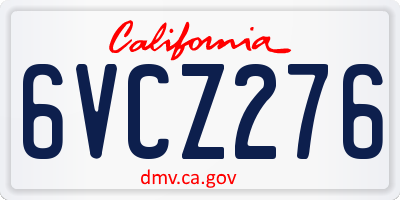 CA license plate 6VCZ276