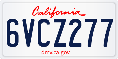 CA license plate 6VCZ277