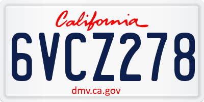 CA license plate 6VCZ278