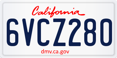 CA license plate 6VCZ280