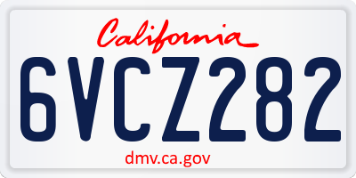 CA license plate 6VCZ282