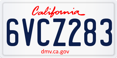 CA license plate 6VCZ283