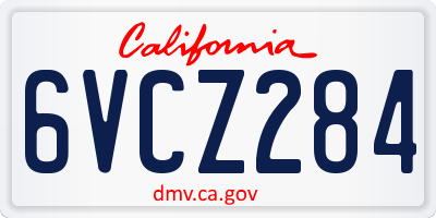 CA license plate 6VCZ284