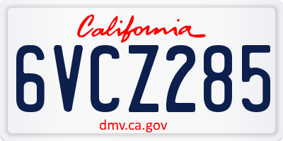 CA license plate 6VCZ285