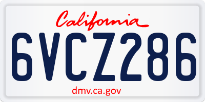 CA license plate 6VCZ286