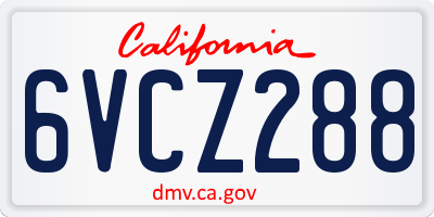 CA license plate 6VCZ288