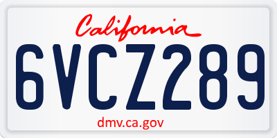 CA license plate 6VCZ289
