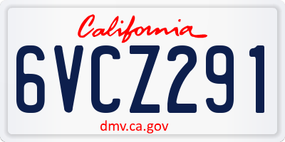 CA license plate 6VCZ291