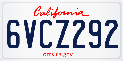 CA license plate 6VCZ292