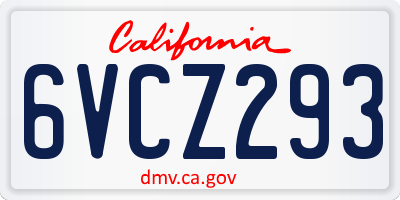 CA license plate 6VCZ293