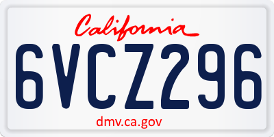CA license plate 6VCZ296