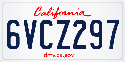 CA license plate 6VCZ297