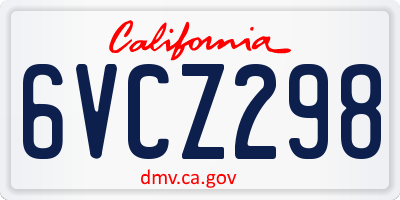 CA license plate 6VCZ298