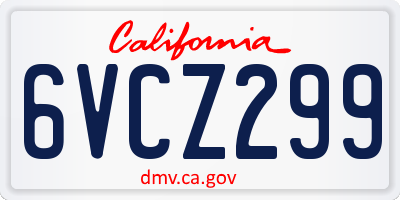 CA license plate 6VCZ299