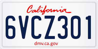 CA license plate 6VCZ301