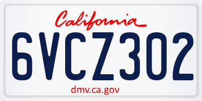 CA license plate 6VCZ302