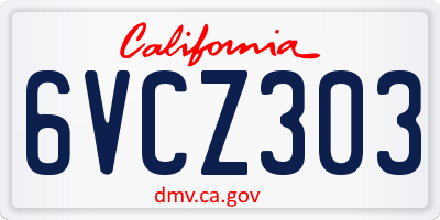CA license plate 6VCZ303