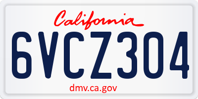 CA license plate 6VCZ304