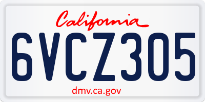 CA license plate 6VCZ305