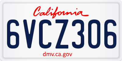 CA license plate 6VCZ306