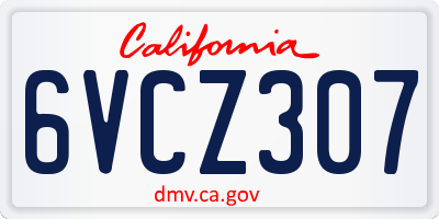 CA license plate 6VCZ307