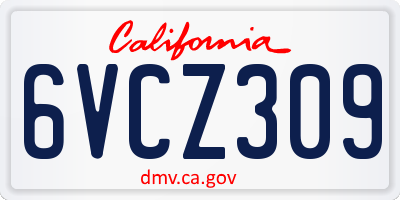 CA license plate 6VCZ309
