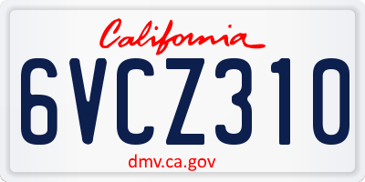 CA license plate 6VCZ310