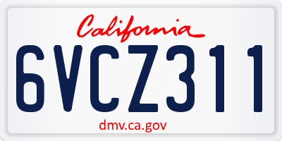 CA license plate 6VCZ311