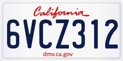 CA license plate 6VCZ312