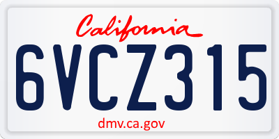 CA license plate 6VCZ315